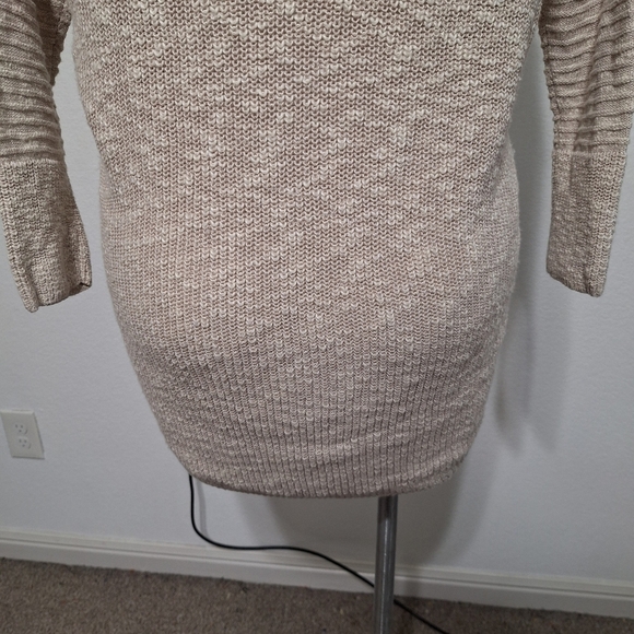 Express "NEW" Tan White Coquette Coastal Marled Lace Up Side Tunic Sweater Sz M - Picture 9 of 13